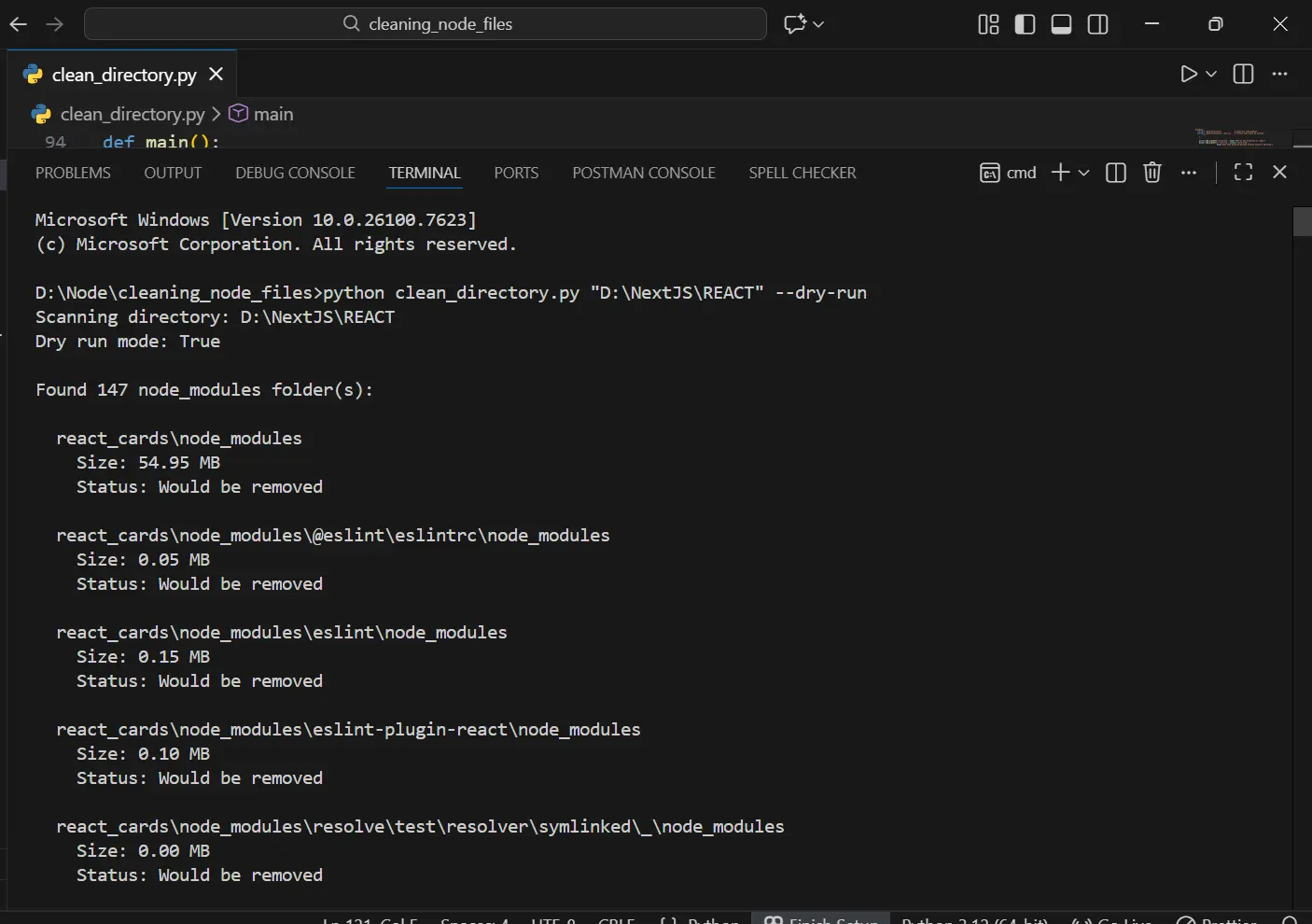 clean with directory